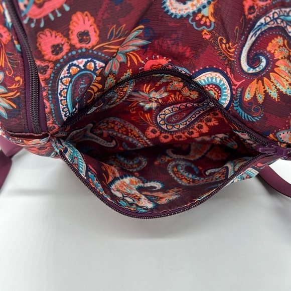 VERA BRADLEY RIPSTOP PACKABLE BACKPACK BURGUNDY & TEAL PAISLEY FLORAL main image 5